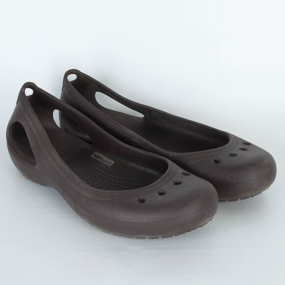 Crocs Womens Kadee Mary Jane Slip On Ballet Flats Size 7 Brown Waterproof Comfy - Picture 1 of 8